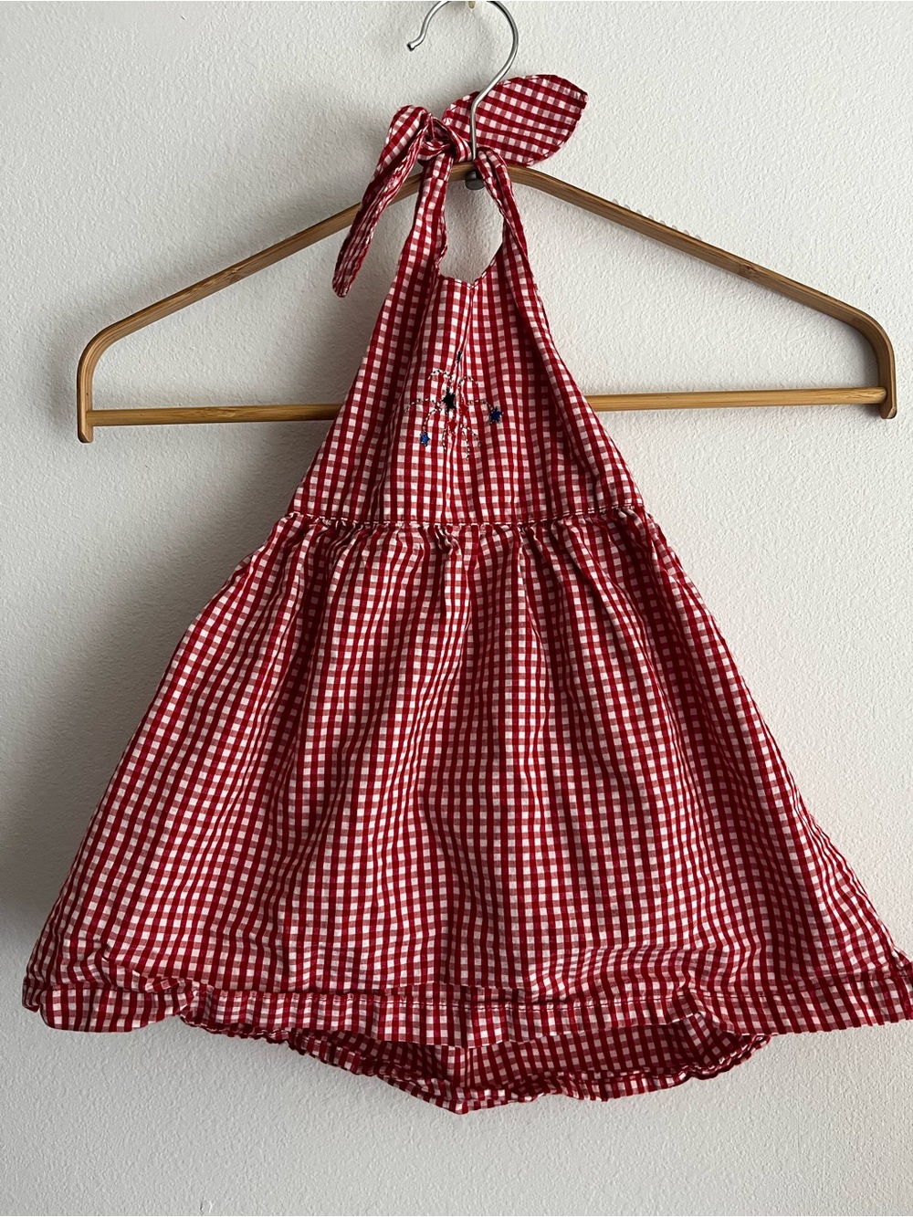 Girls Red Gingham Halter Summer Dress
